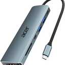 Acer USB C Hub, 7 in 1 Multi-Port Adapter for Laptop, 4K, HDMI Splitter with 2 USB A 3.1 & Type-C to HDMI Data Port, PD 100W Charging, SD Card Reader for Computer, Desktop, Space Grey