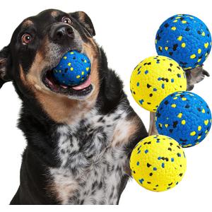 Kimee Dog Balls Tennis Ball Toys Dog Toys for Aggressive Chewers Durable Teething Chew Toys Water Toy Fetch Ball for Large Medium Small Dog and Puppies (4 Balls)