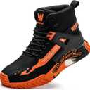 WOWSTICK Lightweight Work Safety Steel Toe Sneakers, Slip Resistant Breathable Light Construction Tennis Shoes (8.5 Women/7 Men, 28-orange)