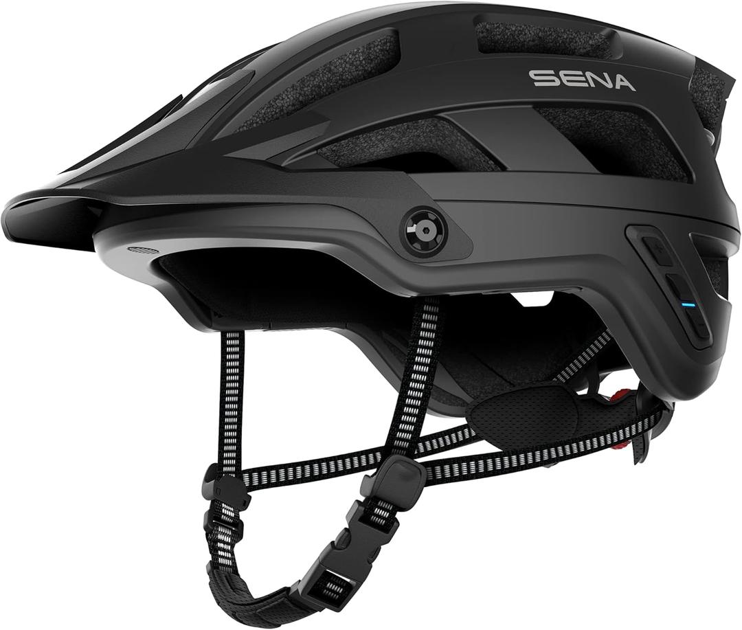 Sena M1 / M1 EVO Bluetooth and Mesh Intercom Smart Communications Mountain Bike Helmets (Large, Matte Black)
