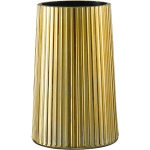 Gold Glass Vase for Flower, Flower Vase for Bouquet, Modern Glass Vases, Ribbed Vases for Living Room, Bedroom, Dining Table, Office, Wedding, Centerpieces, 8 Inches (Large)
