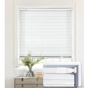 LazBlinds No Tools-No Drill 1" Aluminum Mini Blinds, Cordless Blinds for Indoor Windows, Light Filtering Horizontal Blinds and Shades for Window Size 32'' W x 48'' H, White