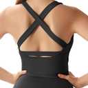 Honlyps Criss Cross Workout Tops for Women Backless Strappy Sports Bra Longline Fitness Yoga Crop Tank Top with Bulit in Bra (Large, Black)