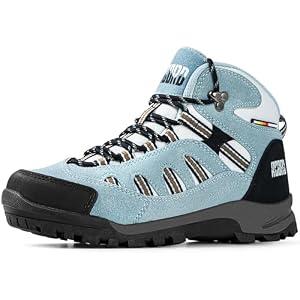 R CORD Women's Lightweight Waterproof Shoe Hiking Boot Non-slip Durable Hiking Boot for Outdoors Pink Line Size 6.5