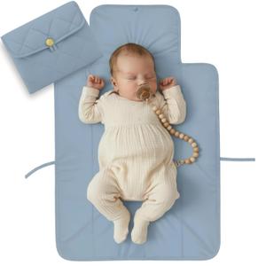 Portable Diaper Changing Pad - Soft and Easy to Clean Diaper Changing Mat for Babies - The Perfect Lightweight and Foldable Pad for Traveling (Blue)