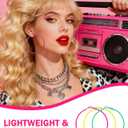 7 Pairs 80s 90s Neon Earrings for Women, Lightweight Colorful Acrylic Statement Earrings, Big Hoop Designs, Comfortable for Retro Outfits, Glow Parties & Music Festivals