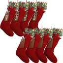 Aoriher 8 Sets Large Christmas Stockings with DIY Name Tags, 18 Inch Knitted Stockings Xmas Stocking Decorations with Christmas Stocking Tags for Xmas Family Decor (Red)