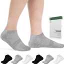 Bulinlulu Diabetic Socks for Men Women,6 Pairs Low Cut Non Binding Diabetic Ankle Seamless Socks for Men 6-9 9-12(B+W+G-Medium)