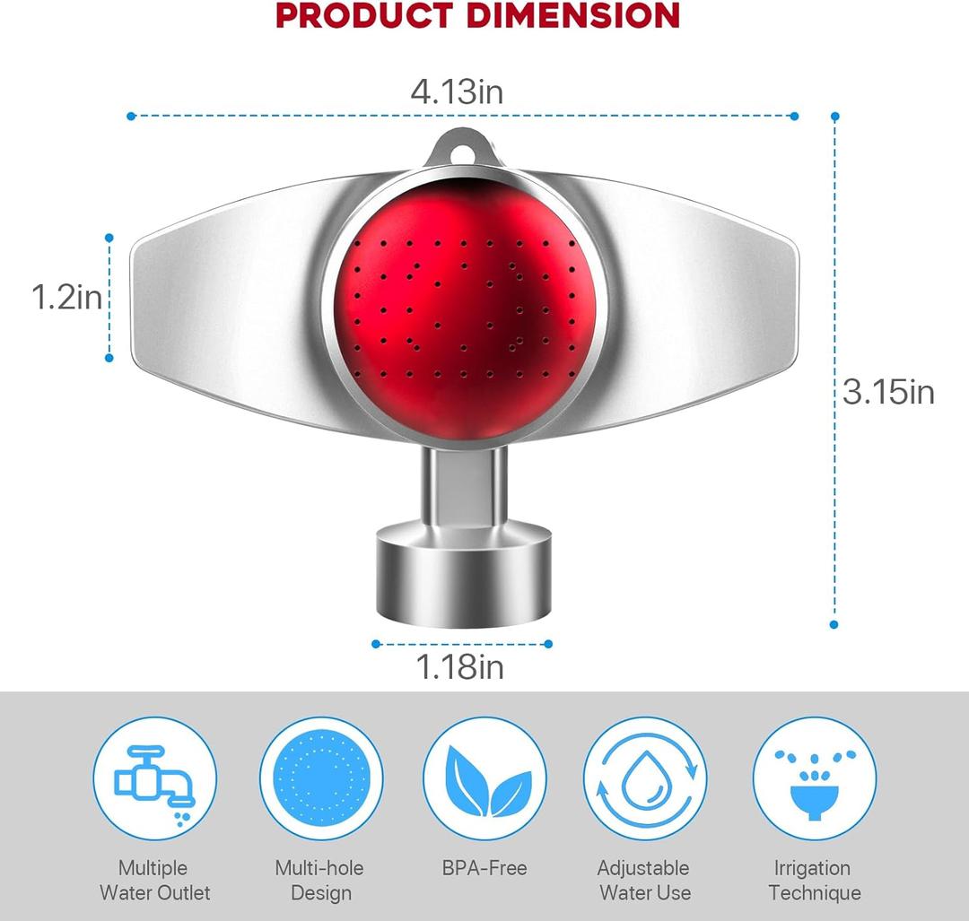 Metal Circular Spot Sprinkler, Uranshin 360 Degree Sprinkler Head for Hose, Small Garden Sprinklers up to 30ft Coverage Area, Lawn Sprinklers for Small Area Yard Garden Watering (1, Red)