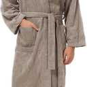 SIORO Men's Terry Cotton Robe, Absorbent Kimono Towel Bathrobe for Spa and Hotel, Soft Shower Calf Length Cloth with Pockets (Medium, Falcon)