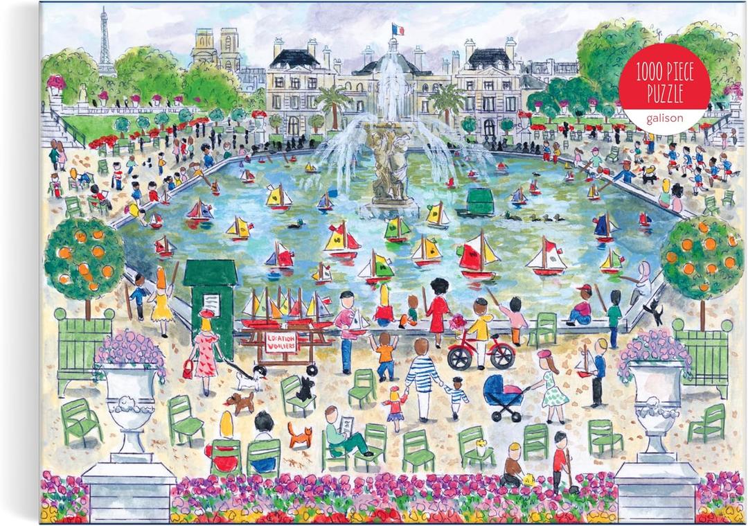 Galison Springtime in Paris  1000 Piece Michael Storrings Puzzle Featuring The Ornamental Grand Bassin Pond in The Spring