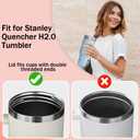 2 x 40 OZ Tumbler Lid Replacement Compatible for Stanley Quencher, 2 Pack Spill Proof Clear Tumbler Covers for Stanley Cup Accessories(Black)