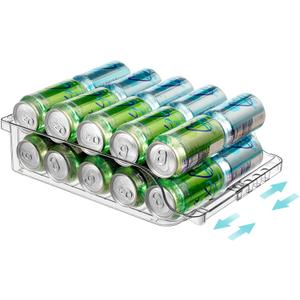 Clear Width Adjustable Soda Can Organizer for Refrigerator Expandable Soda Can Dispenser for Beer Soda Seltzer Pop Can Soda Expand Organizer for Fridge Kitchen Pantry