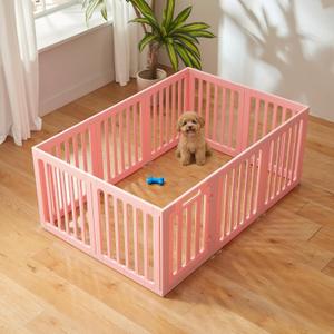 Cozy-Picket Dog Playpen Indoor Deco Pen, 24" H, Pink, 10 Panels
