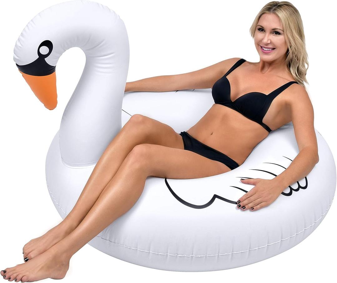 GoFloats Swan Party Tube Inflatable Raft, Float In Style (for Adults and Kids)