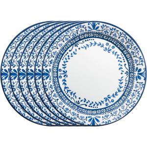 Corelle Vitrelle 6 PIECE Dinner Plates Set Triple Layer Glass and Chip Resistant, Lightweight Round Plates, Portofino