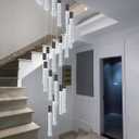 118" High Ceiling Chandelier Linear Crystal Pendants, Remote Dimmable, Compatible Sloped Ceilings, 12-Light Matte Black, 60 Watts LED, 4800 Lumens