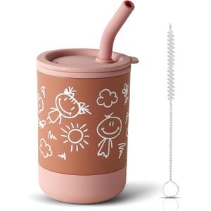Silicone Baby Training Cup - 147ml/5Oz With Straws and Lids, 100% Spill-Proof Design, Dishwasher Safe for Toddlers 6 Months+
