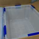 IRIS USA WeatherPro 60 Qt Storage Bins with Lids, 3 Pack, BPA-Free Plastic Gasket Box with Tight Latch and Seal, Stackable Nestable Tote Tub - Clear/Blue