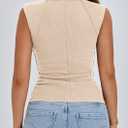 PRETTYGARDEN Women's Cap Sleeve Ribbed Tank Tops Summer | Soft Stretchy Knit, Crew Neck Sleeveless Slim Fit Tee, Casual Going Out Work Outfits, Basic Spring Layering Shirt for Office (L)