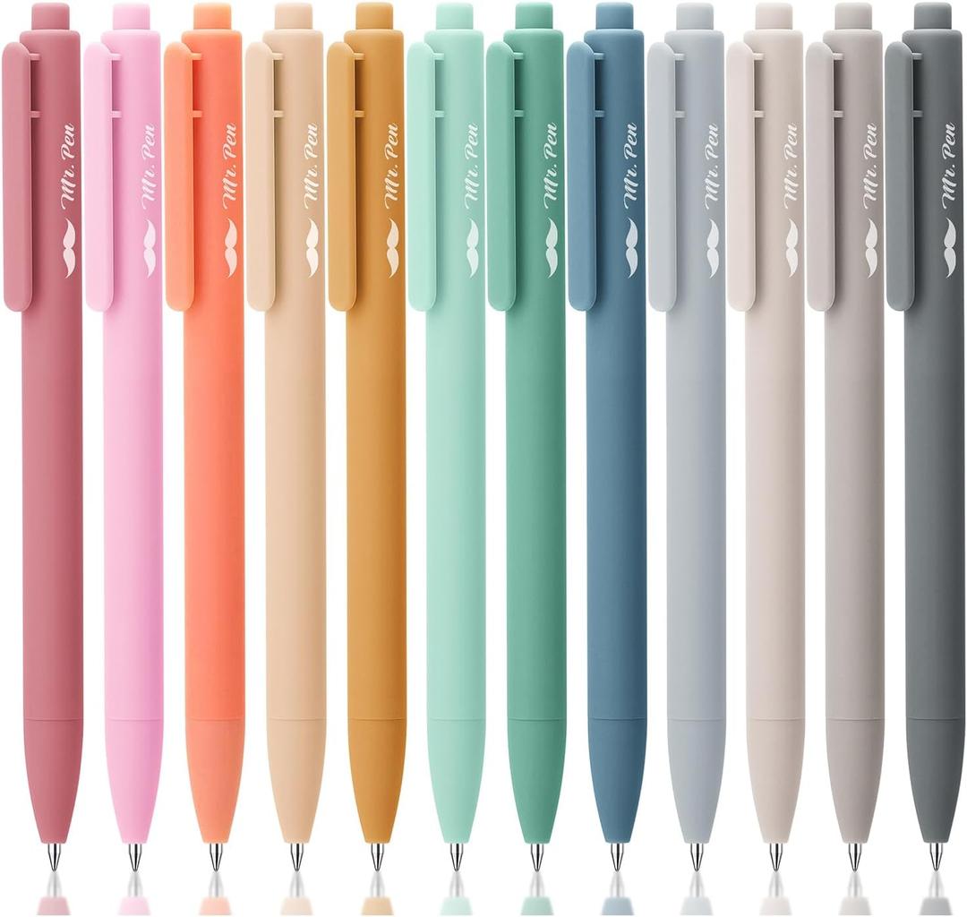 Mr. Pen- Retractable Gel Pens for Journaling, 12 Pack, Assorted Color Ink(Sweet Haze), Fast Dry, Colorful & Soft grip Barrels, Smooth Writing, 0.5mm Fine Point Aesthetic Pens
