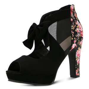 GATUXUS Open Toe Women Platform High Heel Shoes Bows Strappy Sandals. Size 41