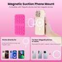 Patented Magnetic Sticky Phone Suction Grip Mount for MagSafe Case,Magnet Silicone Portable Stand Holder for iPhone 16/15/14/13/12 Series and Android, Hands-Free Selfies and Videos (Hot Pink)