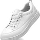 Women's White Non Slip Work Shoes, White Food Service Slip Resistant Work Shoes, White Women's Nursing Shoes.