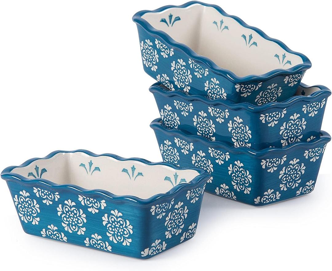 Loaf Pan Ceramic Bread Pan, 4pcs Mini Loaf Baking Pans, Mini Loaf Pans for Baking Bread, Nonstick Bread Loaf pan, 6inch Meatloaf Pan, Baking Pans for Kitchen