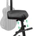 Saddle Guitar Stool with Back Support and Guitar Hanger, Height Adjustable Saddle Seat, Musician Stool Guitarist Throne Guitar Chair, Black, Height: 38.1" - 47"