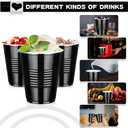 100 Pack Black Plastic Cups 12 oz,Disposable Cups for Party,Heavy Duty Drinking Cup,Graduation Shot Cups for Wedding Birthday Beer Taste Serving Snack Sample Tastings Barbecues Picnic