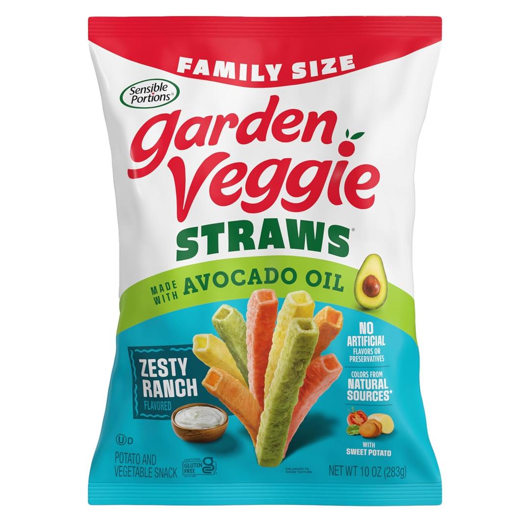 Sensible Portions Garden Veggie Straws, Ranch, Family Size, 10 Oz (EXP 03/08/26)