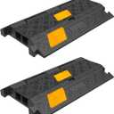 2 Pack 17 Inch Heavy-Duty Cable Ramp Cord Protector 2 Channel 20000lbs Load Capacity Traffic Speed Bump with 3 Yellow Reflective Stripes for Outdoor and Indoor Use