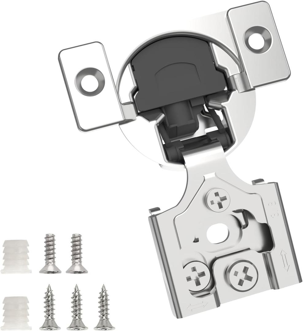 Chibery 20 Pack 3/8" Overlay 3D Soft Close Concealed Hinge for Face Frame Door, Smooth Slow Self Closing Hinges, Satin Nickel, Hidden 105 Open Angle Stainless Steel Hinge for Kitchen Cabinet Door