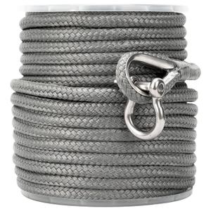 Made 3/8 Inch 150 FT Black Grey Nylon Anchor Line Double Braided Anchor Rope/Line with Thimble (3/8" x 150' Grey Nylon)