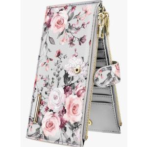 Womens RFID Blocking Large Capacity Wallet Multi Card Organizer Bifold Wallet for Women with Zipper Pocket