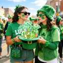 Vovocas St. Patrick's Day Treat Bags, St Patricks Day Goodie Gift Bags - Happy St Patrick's Lucky Clear Bag, 100PCS Saint Patricks Shamrock Baggies, Green Party Favor Cellophane Bag with Twist Ties