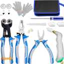 20PCS Heavy Duty Mosaic Wheeled Glass Nippers with Replacement Cutting Wheel Glass Running Pliers Breaker Grozer Pliers Oil Feed Glass Cutter Set Cut Resistant Gloves Leather Zipper Bag