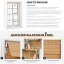 LazBlinds No Tools No Drill Cordless Bamboo Roman Shades, Privacy Room Darkening Window Treatment, Roll Up Bamboo Blinds for Window 47'' W x 64'' H, DP-Natural