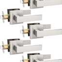 Tinewa 5 Pack Brushed Nickel Passage Door Levers Interior Door Handles, Heavy Duty Closet Hallway Door Handle Sets