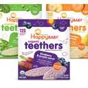 Happy Baby Organics Teether Blueberry & Purple Carrot Best By Jan. 10, 2026,Sweet Potato & Banana Best By Jan 2, 2026, Pea & Spinach Best By Nov  9, 2026, 3 Flavor Variety Pack, 12 Count (Pack of 3)