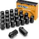 dynofit 24pcs 14x1.5 Stock Lug Nuts 1.75 inch(45mm) Height 7/8" Hex(22mm), M14-1.5 One-Piece Design Factory Wheel Lugnuts Compatible with Chevy Silverado & Tahoe GMC Sierra 1500 Buick Dodge Cadillac (Black)