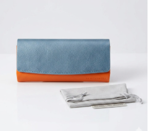 MBQBBBZ Glasses Case hard shell,3in1 Sunglasses Case & Eyeglass Case with Cleaning Cloth & Storage Pouch (BlueOrange)
