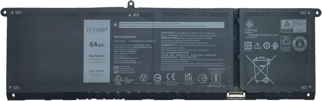 TN70C Battery 64Wh Compatible with Dell Inspiron 3510 3520 3530 5310 5320 5330 5510 5630 5440 5445 / Latitude 3320 3420 3520 / Inspiron 16 7620 7630 7635 7640 2-in-1 Series Laptop V6W33 G91J0