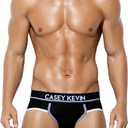 Casey Kevin Men's Cotton Briefs Wide Waistband No Fly Underwear Briefs for Men 4 Pack (S)
