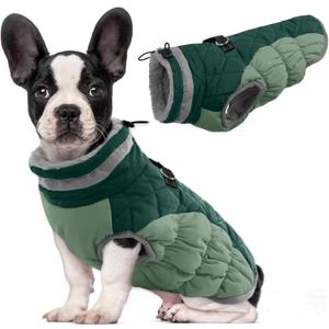 Lelepet Warm Dog Winter Coat Dog Coats for Medium Dogs Waterproof Dogs Jacket with Harness Built in Reflective Cold Weather Coats Windproof Zip-Up Winter Fleece Vest Snowsuit Dachshund Teal Green, M