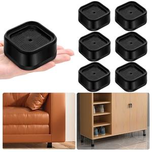 Shouwuhho 6 Pack Furniture Risers Adjustable Bed Risers Heavy Duty Lifts Height 1", Square Stackable Bed Risers 1, 2 or 3 Inch for Desk Leg Table Couch Sofa Chair Bed Frame Legs Dorm, Black