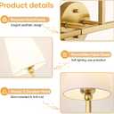 MOKATNG Bathroom Light Fixtures, 3-Light Brushed Gold Vanity Lights, Bathroom Lighting Fixtures Over Mirror with Flared White Fabric Shade, Modern Wall Sconces for Living Room Hallway