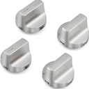 Stainless Steel W11122880 Stove Knobs Replacement for Whirlpool Stove Parts WFG745H0FS0 WFG770H0FZ0 Knobs Whirlpool Gas Range Parts W10862482 Stove Top Cooktop Burner Control Knobs Sliver 4 Pcs