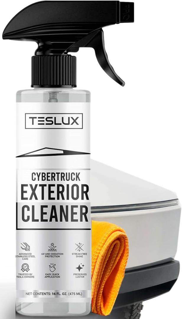 Exterior Waterless Cleaner for Tesla CyberTruck, Fingerprint & Dirt Remover, Waterless Spray, Spotless Stainless Steel Shine - Accessories for Tesla Cybertruck